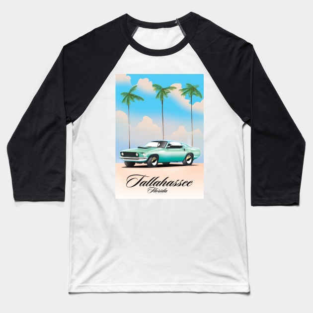 Tallahassee Florida travel poster Baseball T-Shirt by nickemporium1